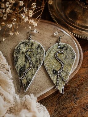 Art by Amy cowhide rhinestone earrings